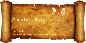 Mechler Géza névjegykártya